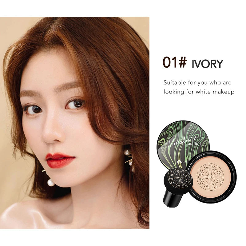 Ocheal BB Cream Air Cushion Compact Make Up Foundation Concealer Cream for Face Cosmetics Makeup Mushroom Head Puff