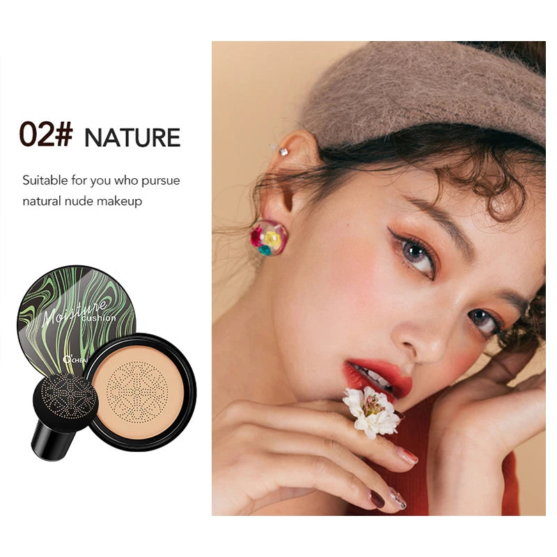 Ocheal BB Cream Air Cushion Compact Make Up Foundation Concealer Cream for Face Cosmetics Makeup Mushroom Head Puff