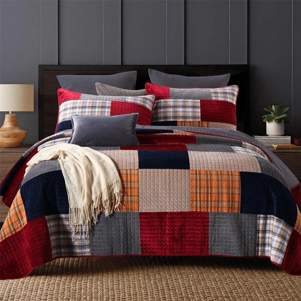 Conjunto de 3 Peças - colcha de algodão, cobertor para cama e capa de  colchão